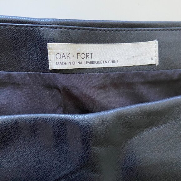 Oak + Fort vegan leather black mini skirt - Size 8 - Picture 3 of 5